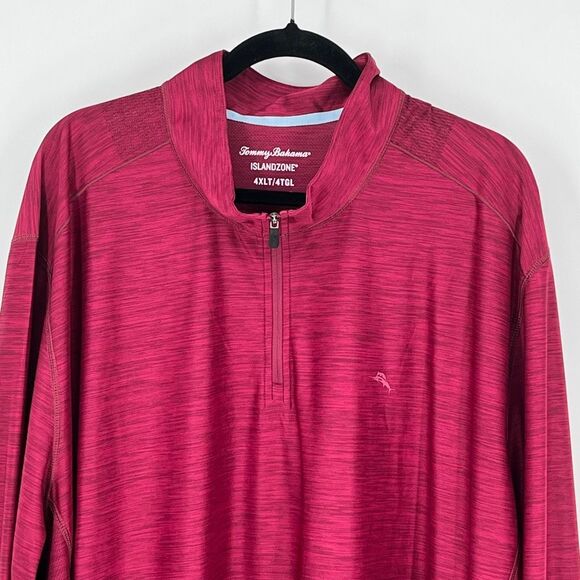 TOMMY BAHAMA Mens Pullover 4XLT Red Burgundy IslandZone 1/4 Zip Stretch Mock Nec - Picture 3 of 12